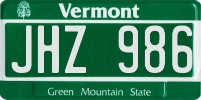 VT license plate JHZ986