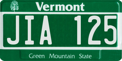 VT license plate JIA125