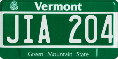 VT license plate JIA204