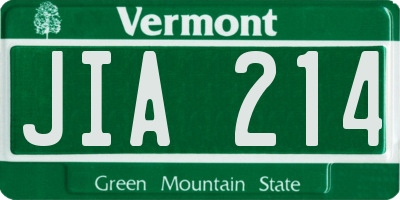 VT license plate JIA214
