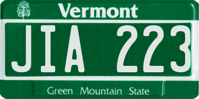 VT license plate JIA223