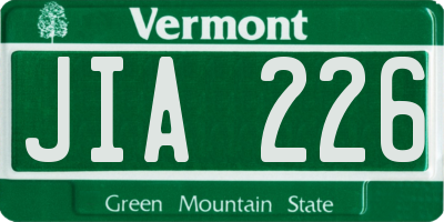 VT license plate JIA226