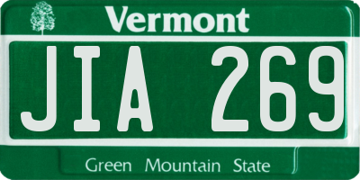VT license plate JIA269