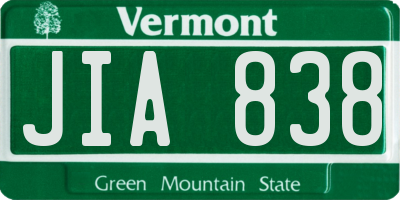 VT license plate JIA838