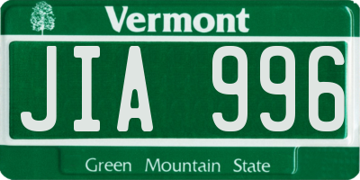VT license plate JIA996