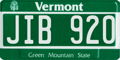 VT license plate JIB920