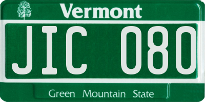 VT license plate JIC080