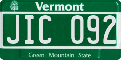 VT license plate JIC092