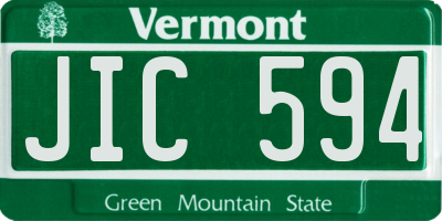 VT license plate JIC594