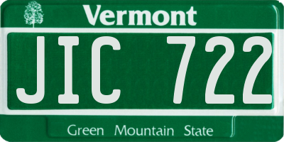 VT license plate JIC722