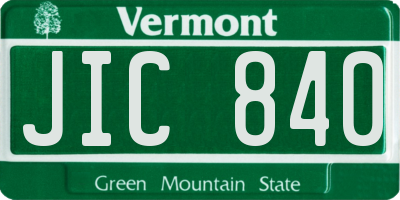 VT license plate JIC840
