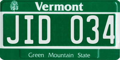 VT license plate JID034