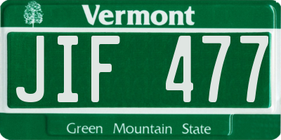 VT license plate JIF477