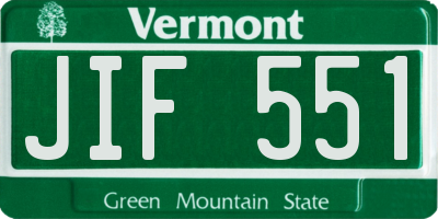 VT license plate JIF551