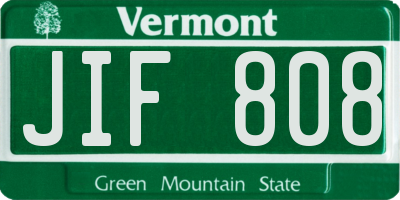 VT license plate JIF808