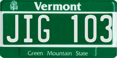 VT license plate JIG103