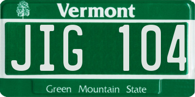 VT license plate JIG104