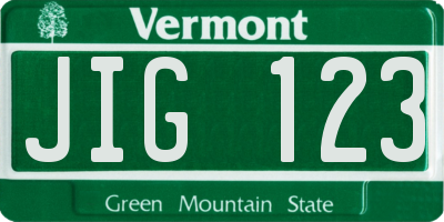 VT license plate JIG123