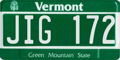 VT license plate JIG172
