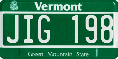 VT license plate JIG198