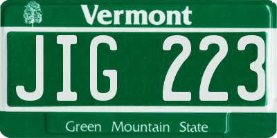 VT license plate JIG223