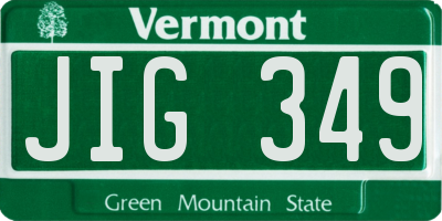 VT license plate JIG349