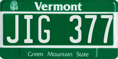 VT license plate JIG377