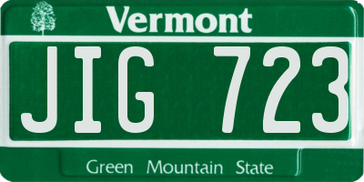 VT license plate JIG723