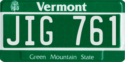 VT license plate JIG761
