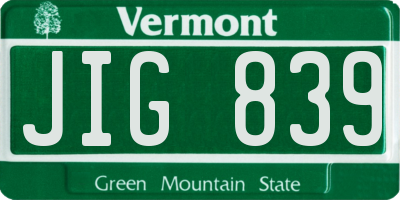 VT license plate JIG839