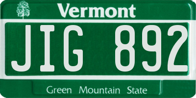 VT license plate JIG892