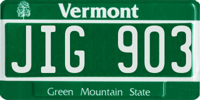 VT license plate JIG903