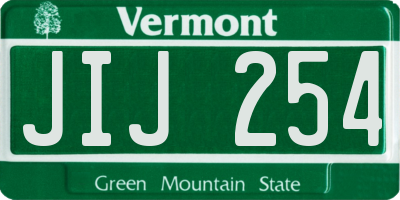 VT license plate JIJ254
