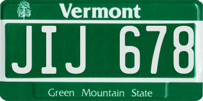 VT license plate JIJ678
