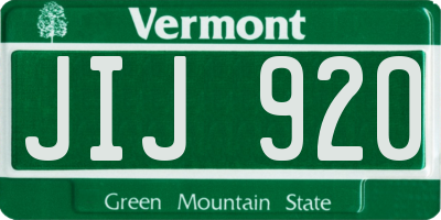 VT license plate JIJ920