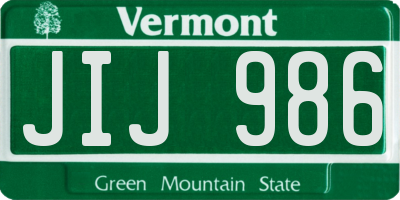 VT license plate JIJ986