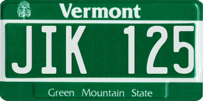 VT license plate JIK125