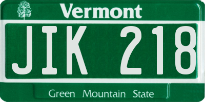 VT license plate JIK218