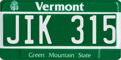 VT license plate JIK315