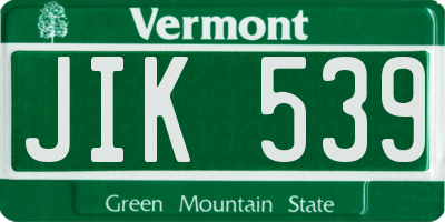 VT license plate JIK539