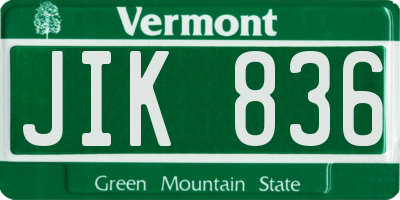 VT license plate JIK836