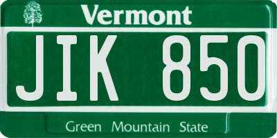 VT license plate JIK850