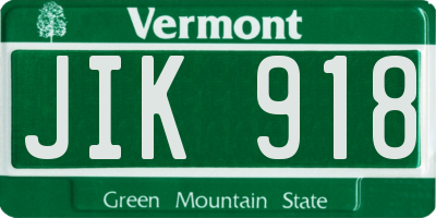 VT license plate JIK918