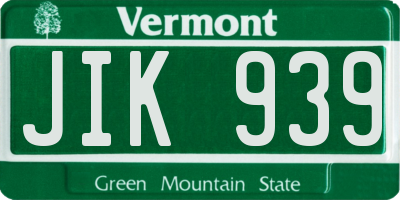 VT license plate JIK939