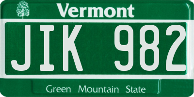 VT license plate JIK982
