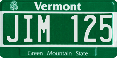 VT license plate JIM125