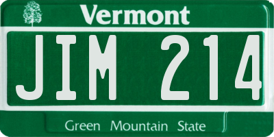 VT license plate JIM214