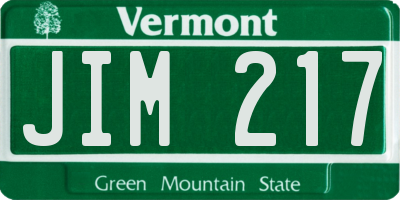 VT license plate JIM217