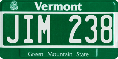 VT license plate JIM238