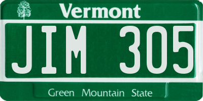 VT license plate JIM305